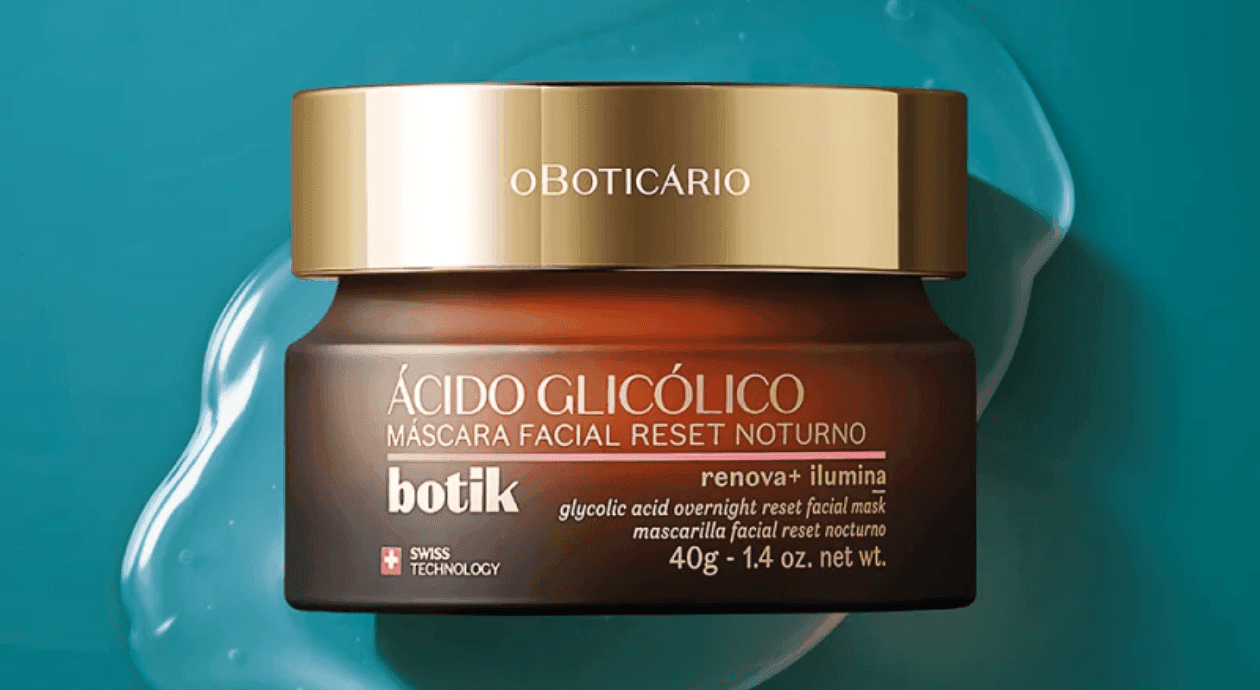  Precisando de um UP instantâneo na pele? Conheça a Máscara Facial Reset Noturno com Ácido Glicólico da Botik